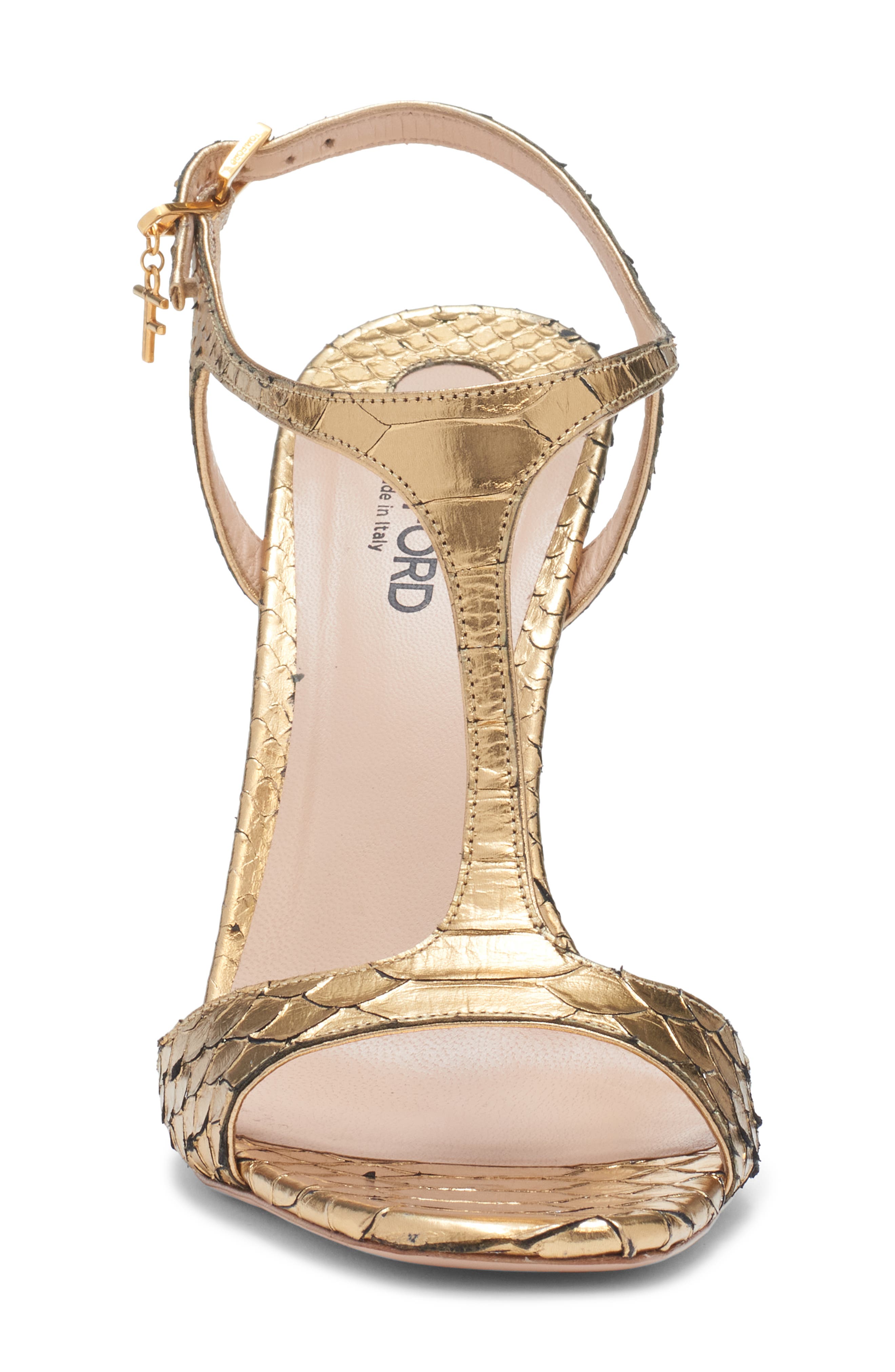 TOM FORD Galaxy Python Embossed T-Strap Sandal, Alternate, color, 