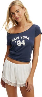 COTTON ON BODY Women's Washed Satin Lace Short