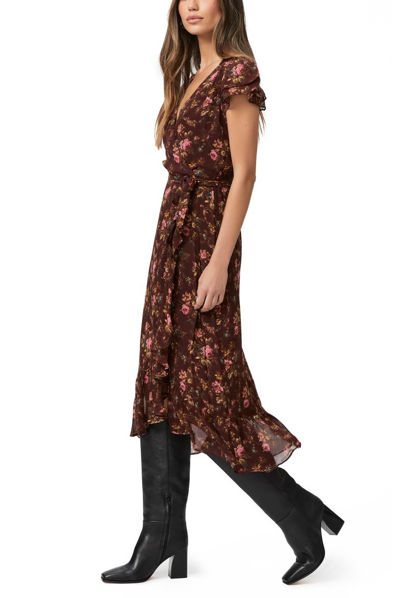 Neroli Floral Print Faux Wrap Silk Maxi Dress, Alternate, color, RSEWOODMLT