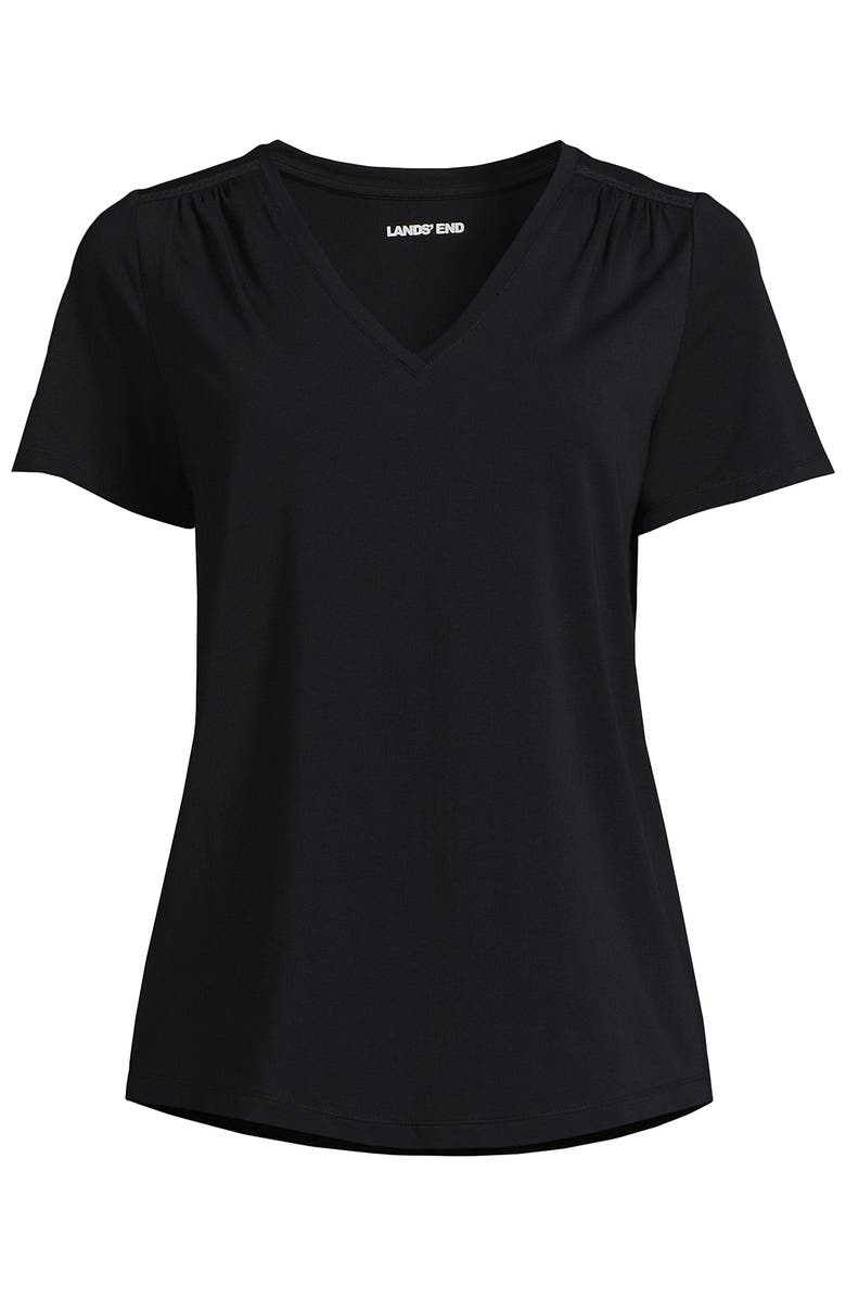 Lands' End Short Sleeve Lightweight Jersey Gathered Shoulder T-Shirt, Alternate, color, 