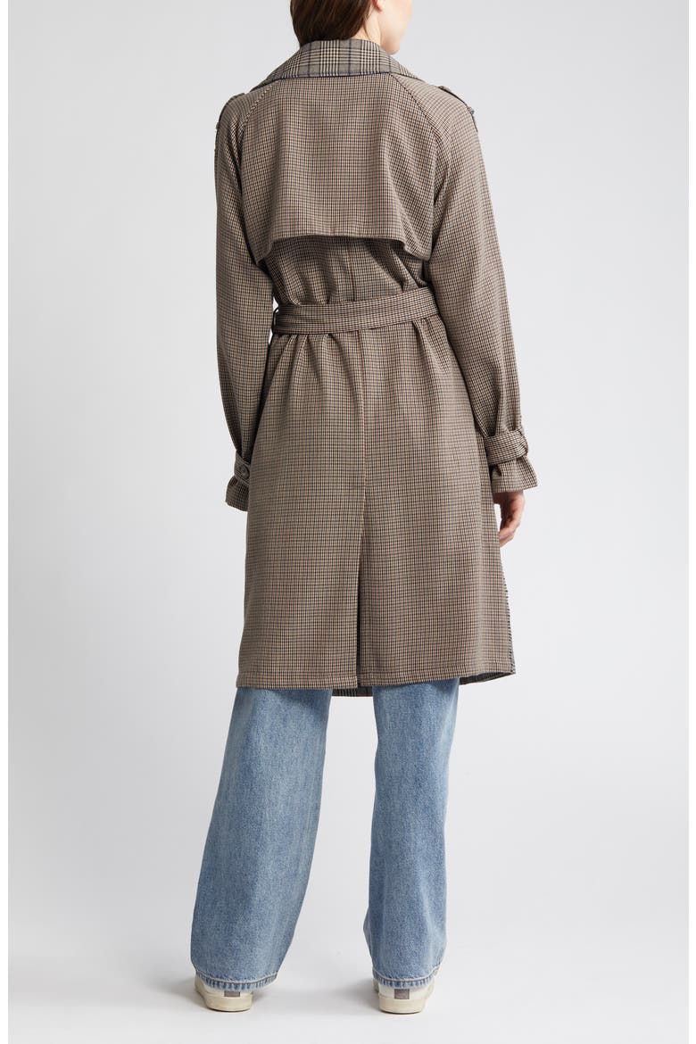 Shinely Plaid & Houndstooth Trench Coat, Alternate, color, BROWN PLAID MIX