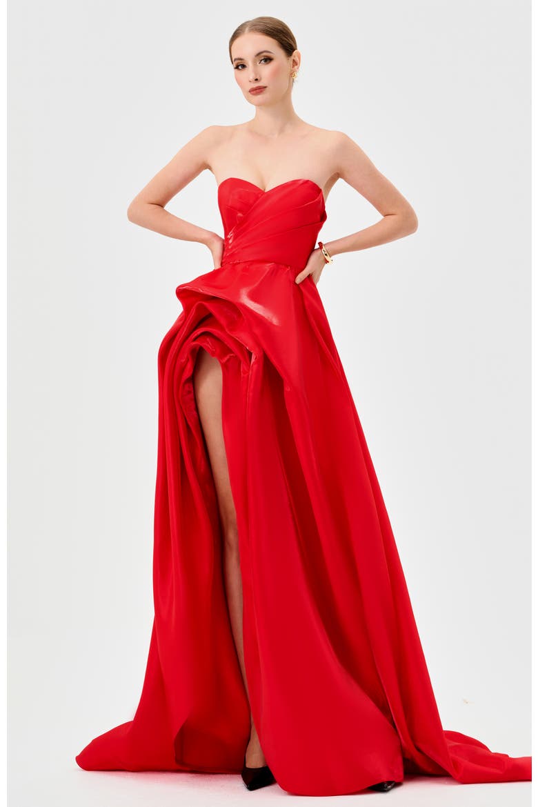 Gianna Strapless Ball Gown, Alternate, color, RED