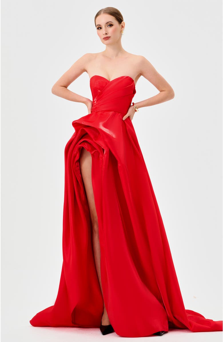 Bariano Gianna Strapless Ball Gown, Alternate, color, Red