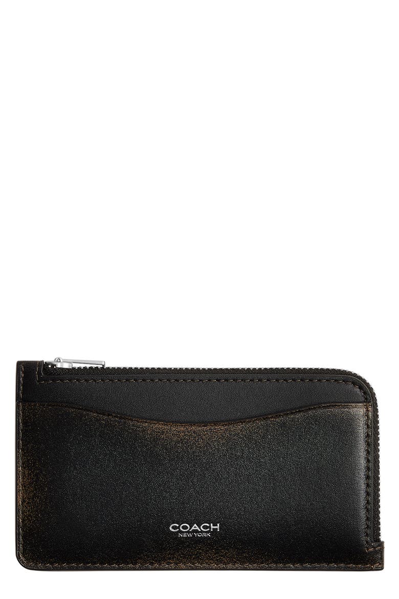 Loved Leather Zip Card Case, Main, color, LH/BLACK BROWN