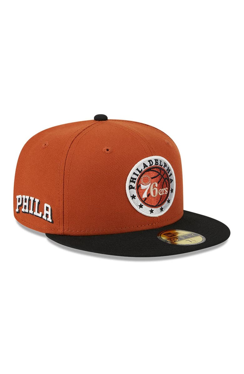 New Era Men's New Era Rust/Black Philadelphia 76ers Two-Tone 59FIFTY Fitted Hat, Alternate, color, Burnt Orange
