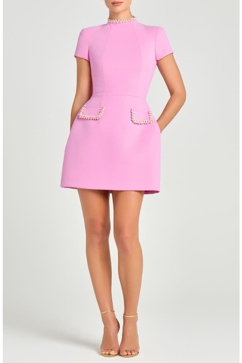 Simone Embellished Funnel Neck Minidress, Main, color, PINK