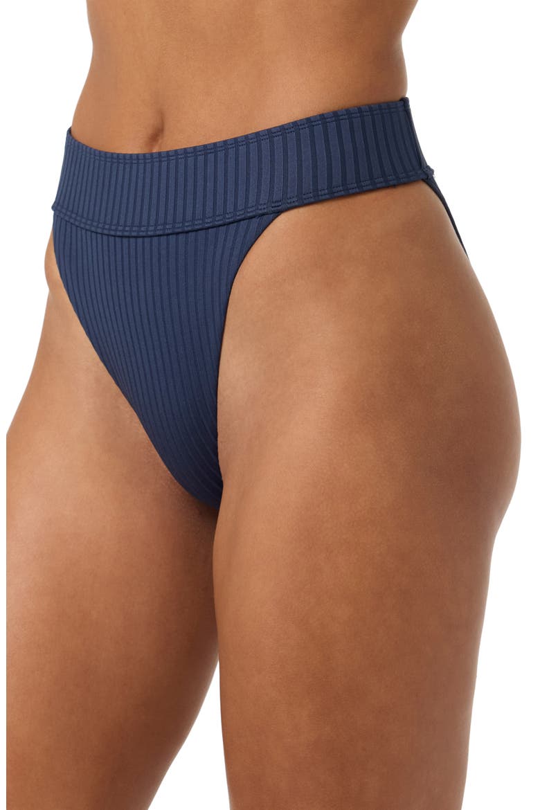 Shorebreak Rib Santa Barbara High Waist Bikini Bottoms, Alternate, color, NAVY