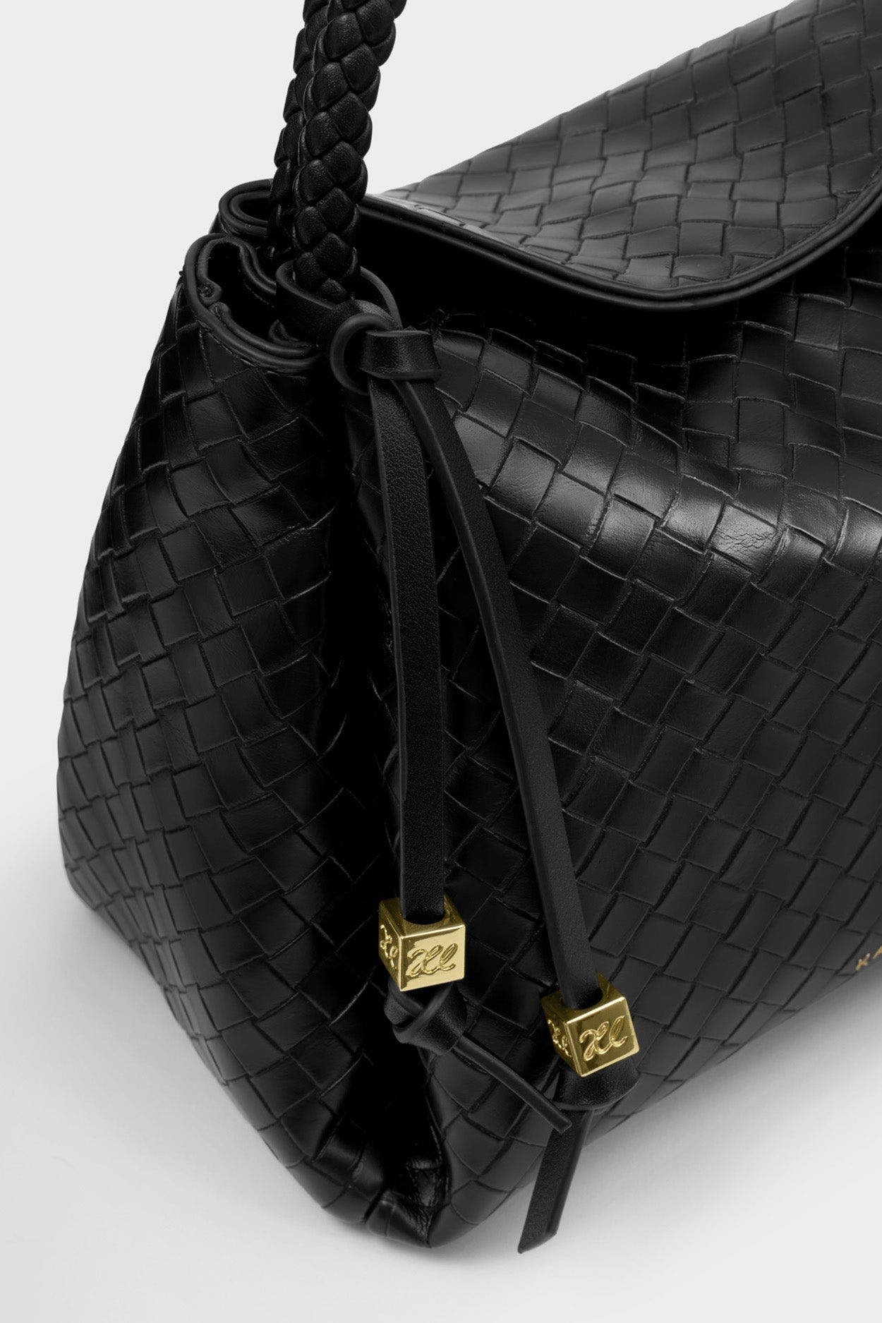 Katie Loxton Nova Woven Texture Top Handle Bag in Black, Alternate, color, Black