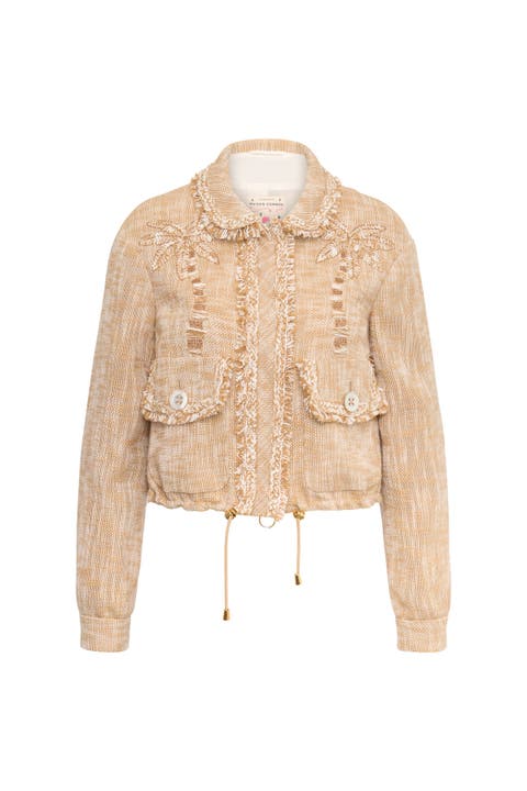 Embroidered Bomber Jacket With Fringes