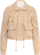 Maison Common Embroidered Bomber Jacket With Fringes