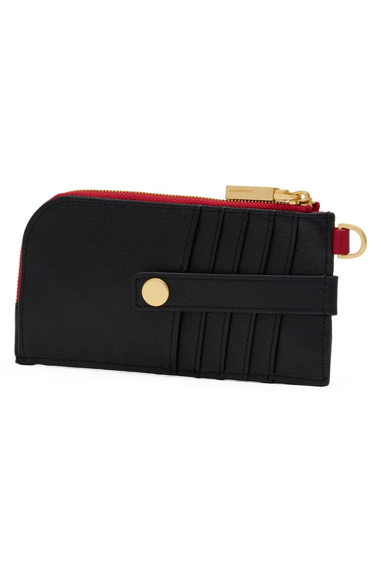 210 East Leather Wallet, Alternate, color, BLACK/ BRUSHED GOLD RED ZIP