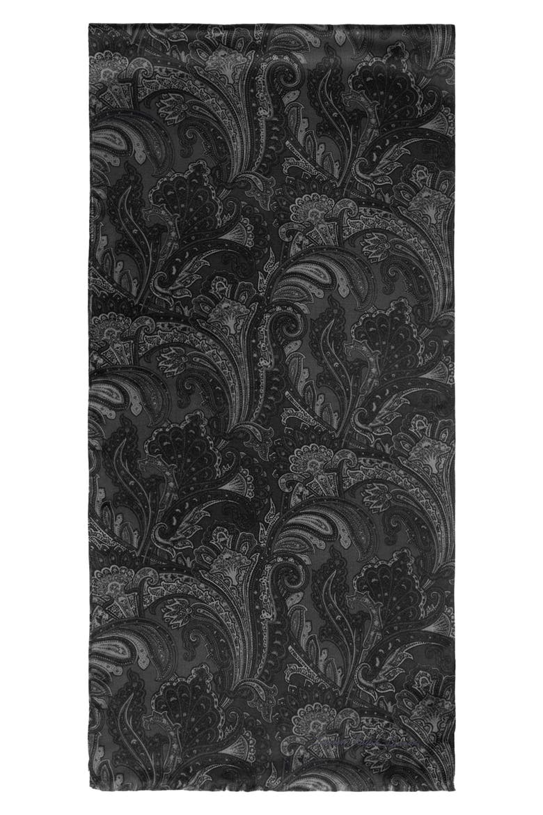 Paisley Silk Oblong Scarf, Alternate, color, BLACK