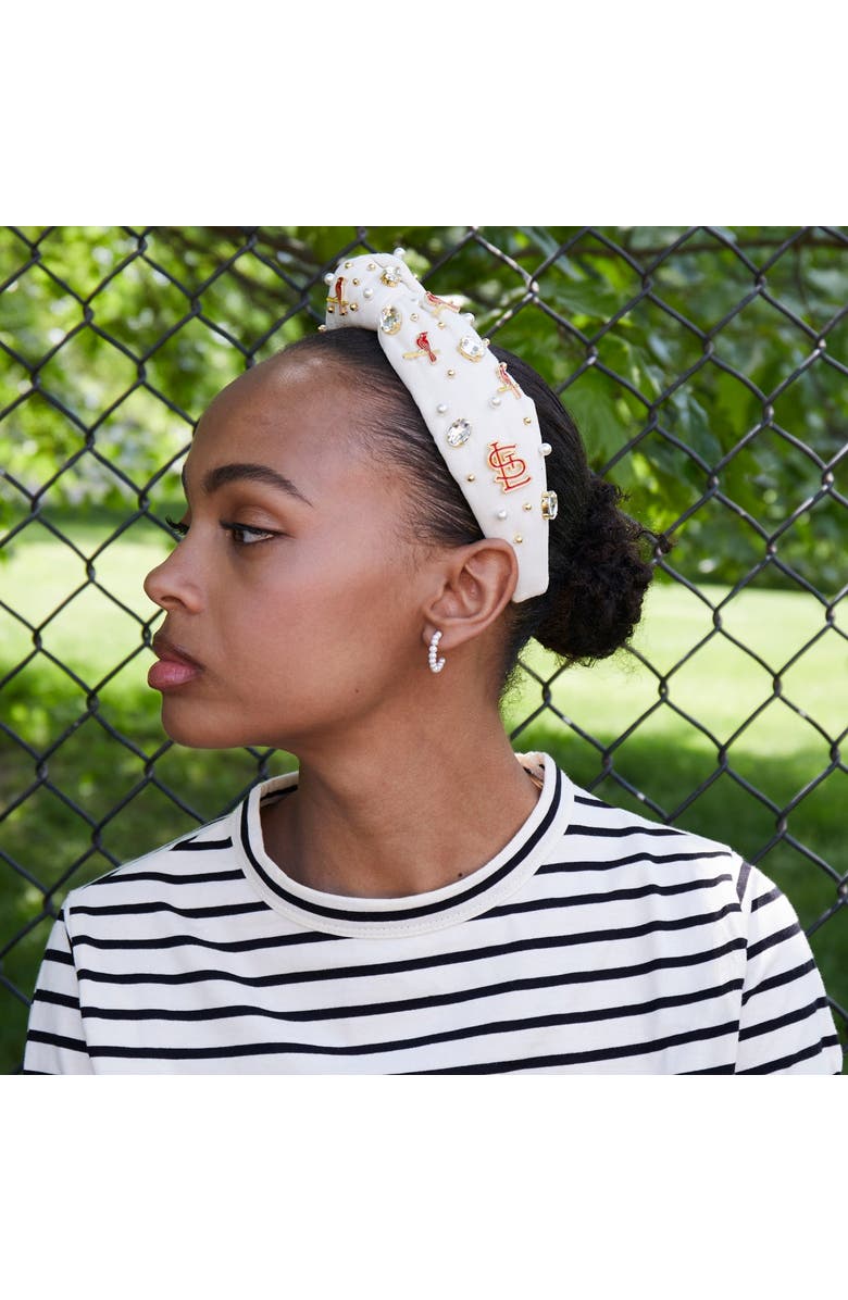Lele Sadoughi MLB St.Louis Cardinals Embellished Headband, Alternate, color, Ivory 100