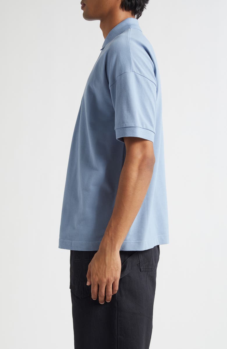 JW Anderson Anchor Embroidered Cotton Piqué Polo, Alternate, color, Steel Blue