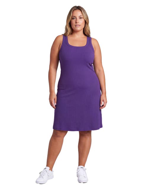 Curvy Essential Ribbed Knit Sleeveless Scoop Neck Pocket A-Line Midi Dress