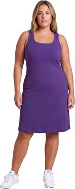 24seven Comfort Apparel Curvy Essential Ribbed Knit Sleeveless Scoop Neck Pocket A-Line Midi Dress