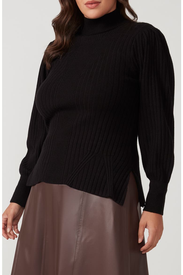 Rae Rib Mock Neck Sweater, Alternate, color, BLACK
