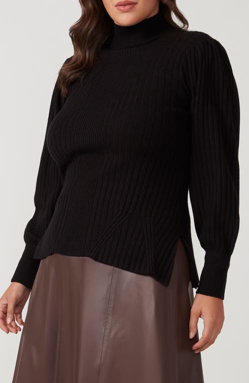 Estelle Rae Rib Mock Neck Sweater In Black