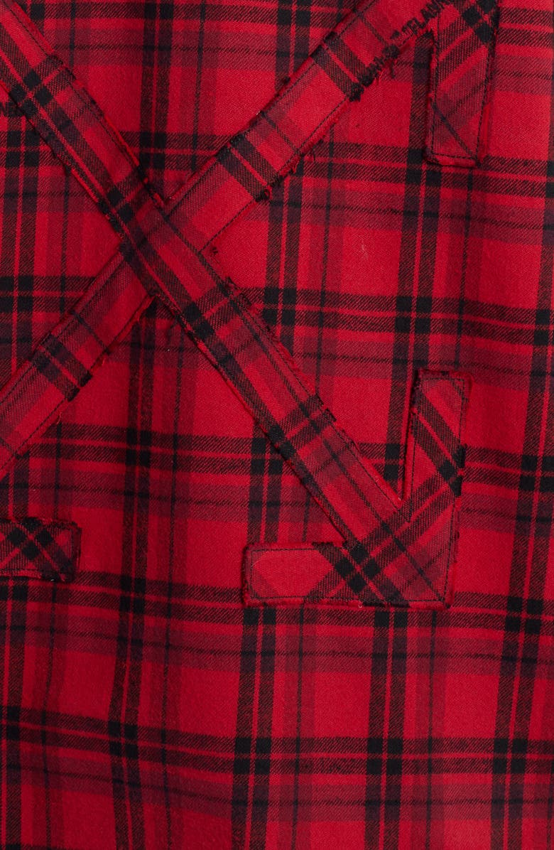 Off-White Check Flannel Button-Up Shirt, Alternate, color, 
