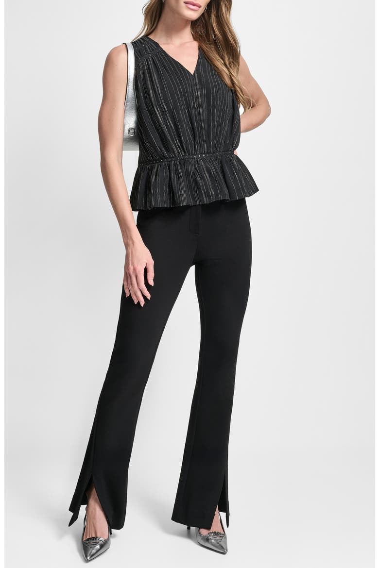 Studded Chiffon Peplum Top, Alternate, color, BLACK