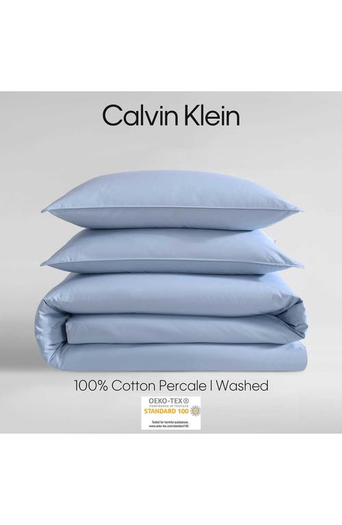 Calvin Klein Washed Percale Duvet Cover & Sham Set In Chambray Blue
