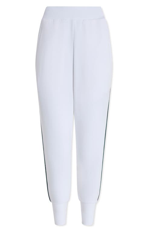 Shop Varley The Slim Stripe Doublesoft® Joggers In White/navy/forest
