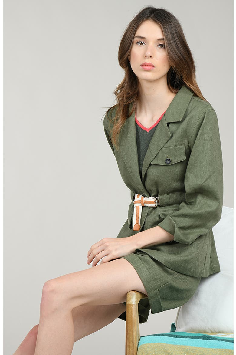 Safari Cotton & Linen Blend Shorts, Alternate, color, KHAKI