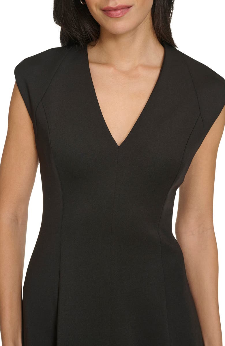 Calvin Klein Solid Cap Sleeve Fit & Flare Dress, Alternate, color,
