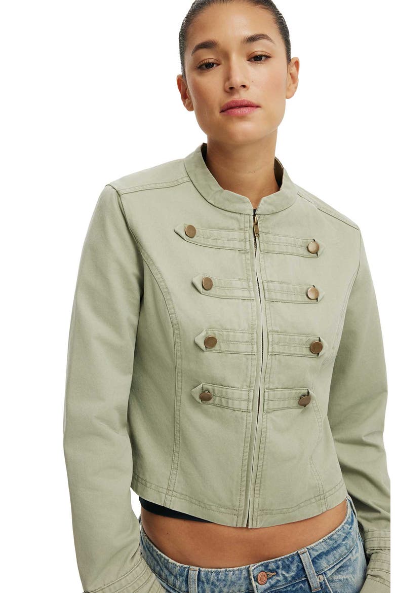Women's Cora Military Jacket, Alternate, color, Washed Pale Eucalyptus