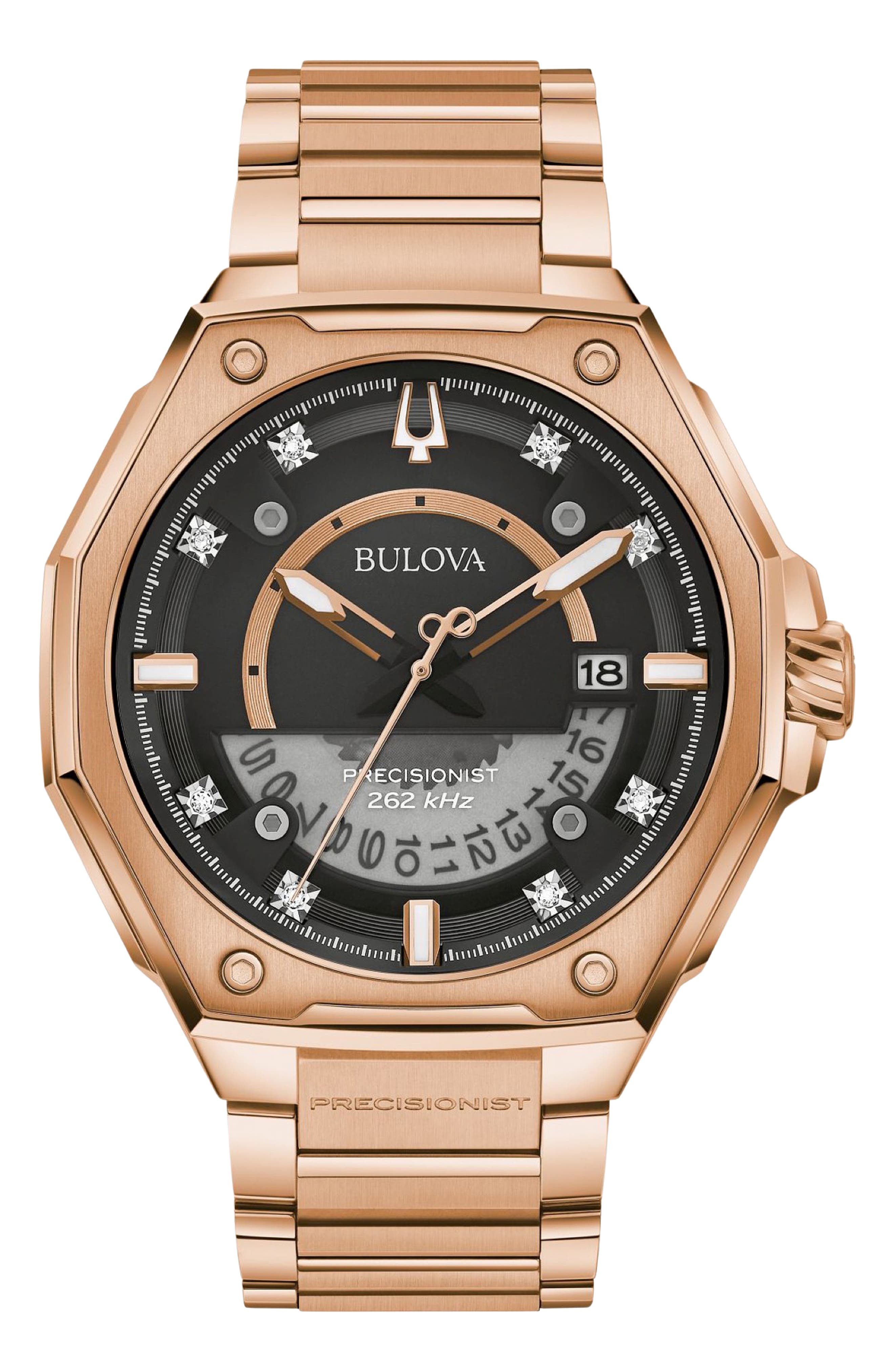 BULOVA Precisionist Diamond Bracelet Watch, 45mm