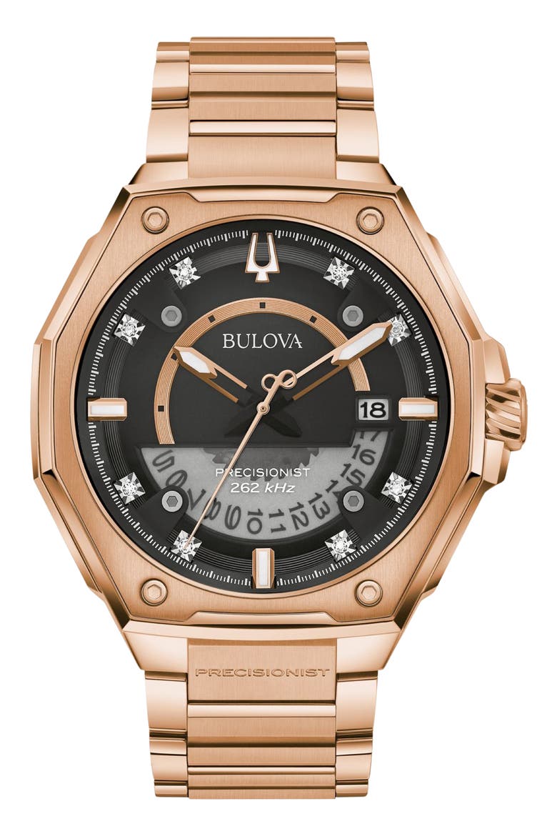 Precisionist Diamond Bracelet Watch, 45mm, Main, color, ROSE