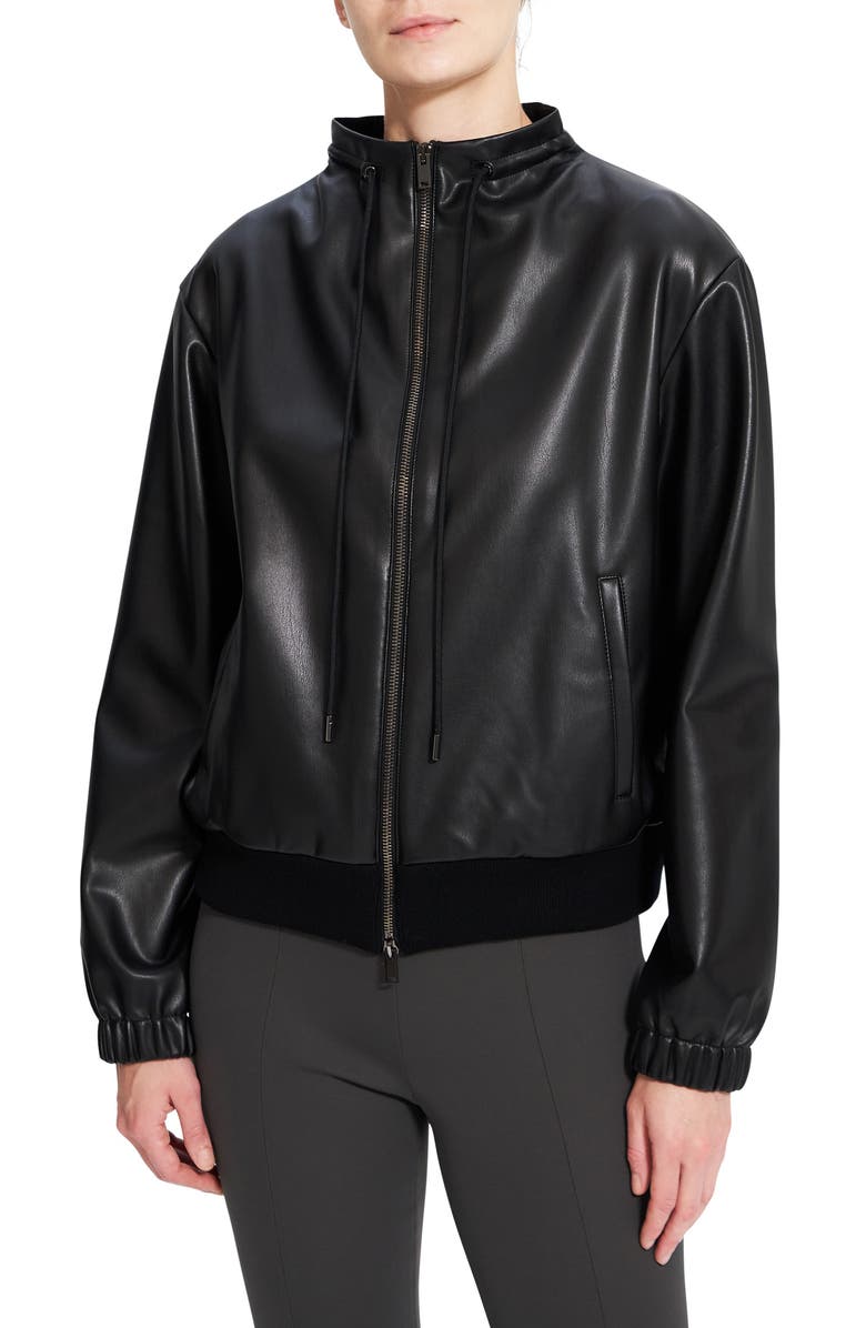 Theory Faux Leather Bomber Jacket, Main, color, 
