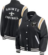 WEAR by Erin Andrews Women's WEAR by Erin Andrews Black New Orleans Saints Varsity Lightweight Full-Snap Jacket