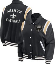 WEAR by Erin Andrews Women's WEAR by Erin Andrews Black New Orleans Saints Varsity Lightweight Full-Snap Jacket