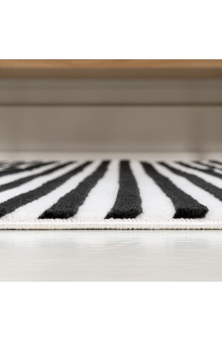 JONATHAN Y Aarhus High-Low Minimalist Scandi Striped Indoor/Outdoor Area Rug, Alternate, color, Black/White
