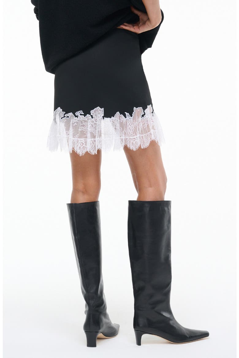 Nadia Lace Trim Miniskirt, Alternate, color, BLACK