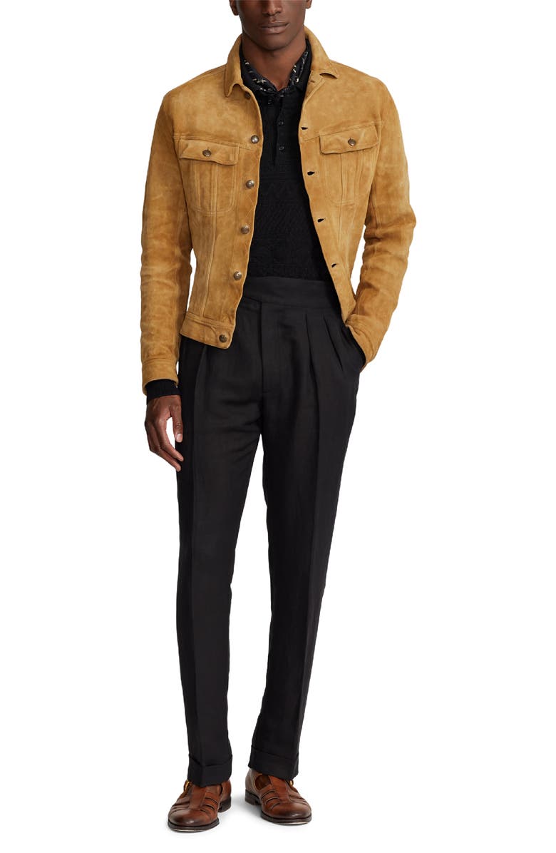 Ralph Lauren Purple Label Clifton Suede Trucker Jacket, Alternate, color, 