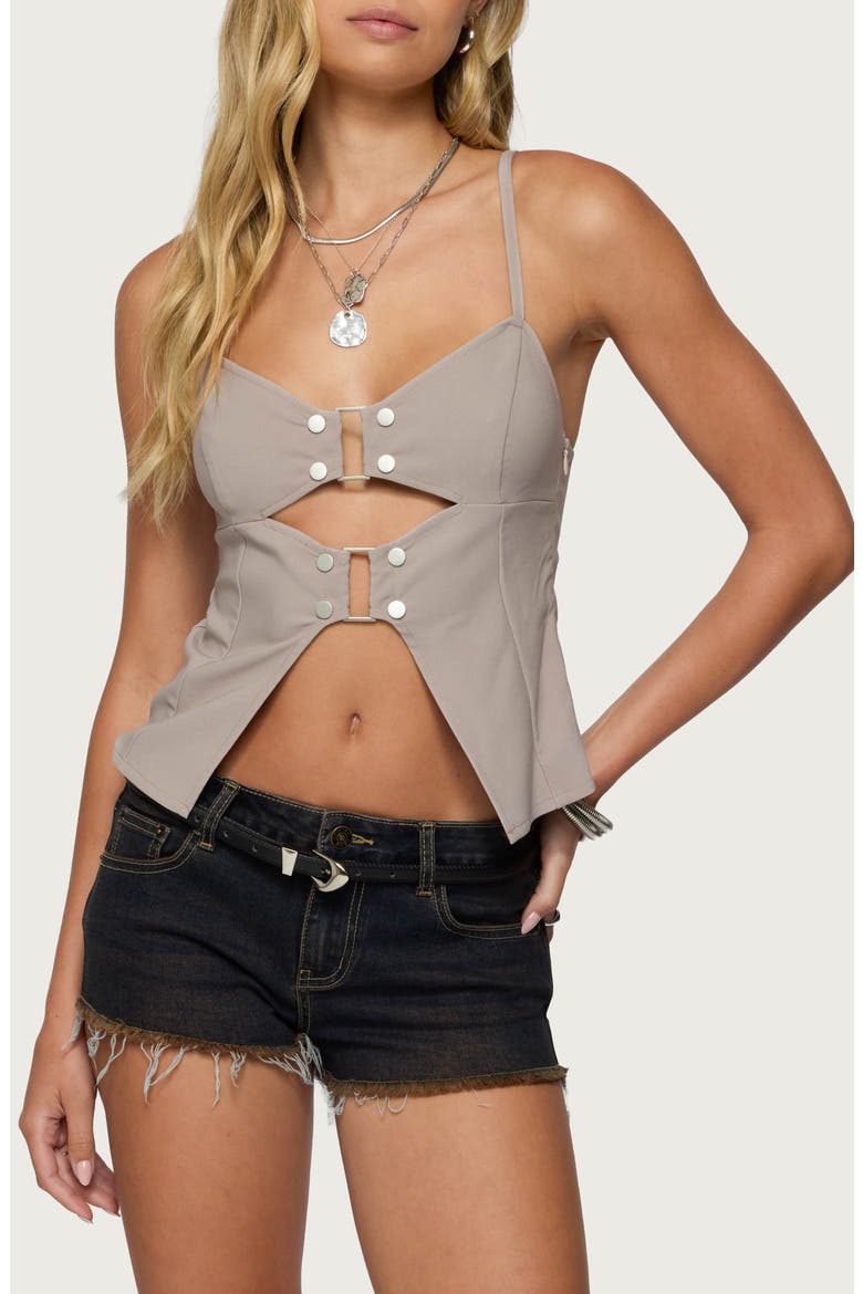 Shay Buckle Split Cutout Camisole, Main, color, LIGHT-GRAY