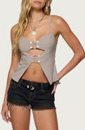 EDIKTED Shay Buckle Split Cutout Camisole