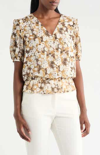 Pleione Puff Sleeve Peplum Top