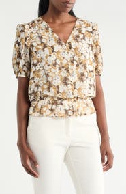 Pleione Puff Sleeve Peplum Top