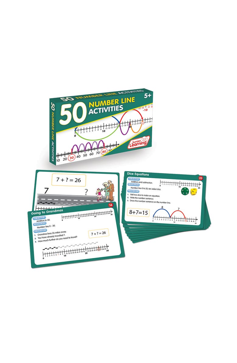 Junior Learning 50 Number Line Activities Learning Set, Alternate, color, Multicolored