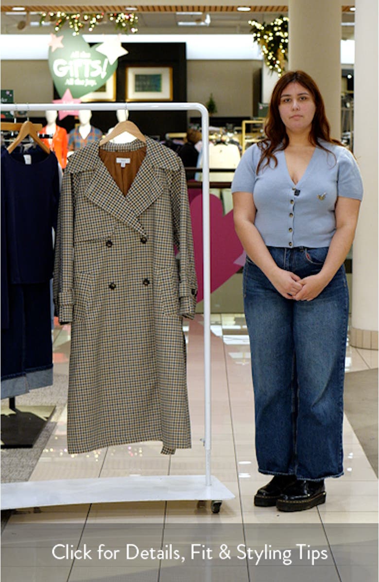 Check Double Breasted Trench Coat, sales video thumbnail