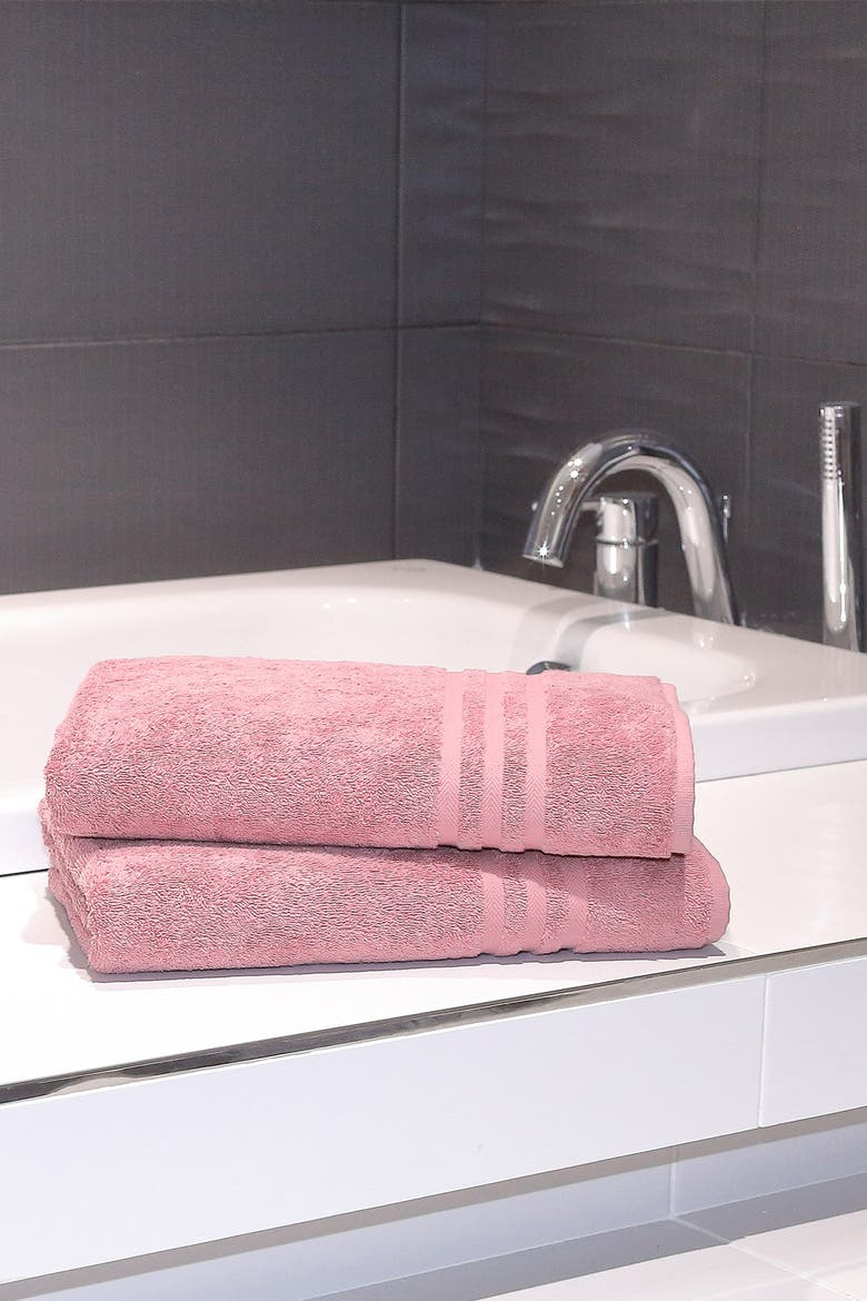 Denzi Bath Towels - Set of 2 - Tea Rose, Alternate, color, TEA ROSE