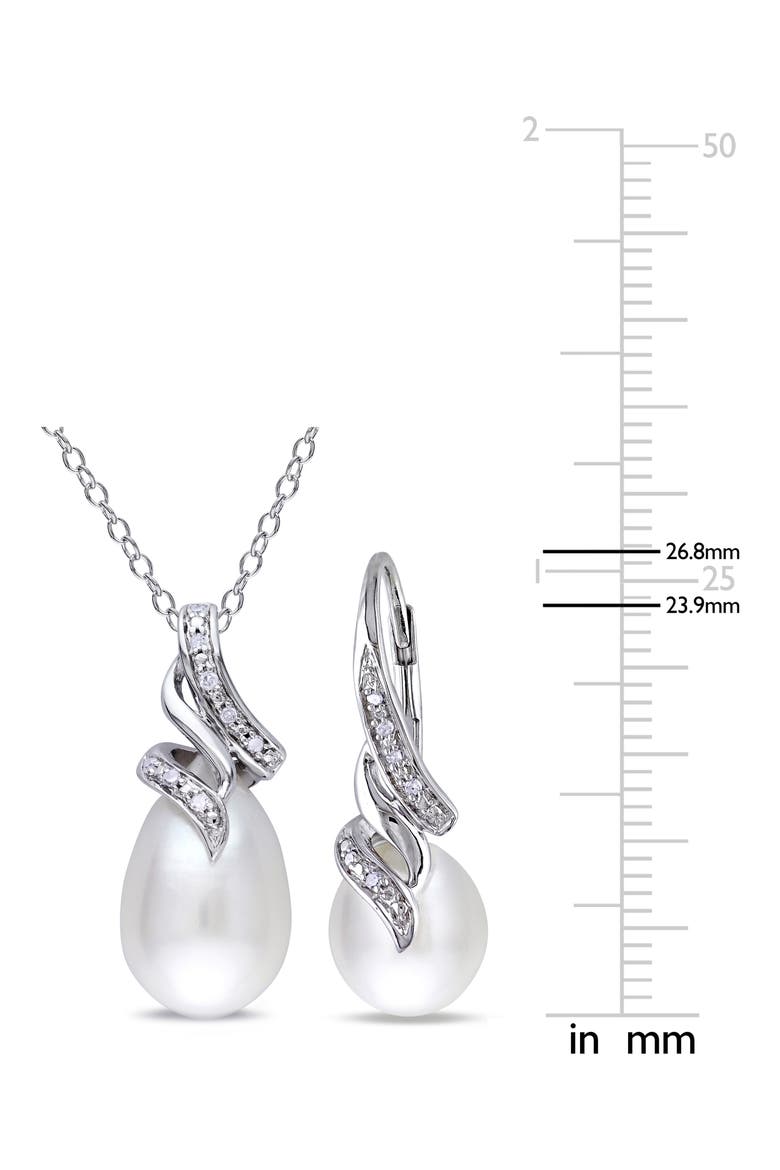 Cultured Freshwater Pearl & Diamond Necklace & Drop Earrings Set - 0.09ct., Alternate, color, WHITE