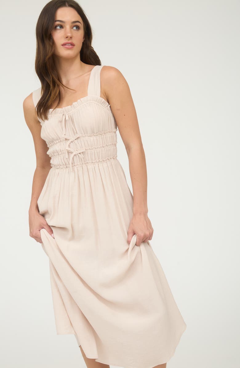 Blu Pepper Bow Embellished Fit & Flare Midi Dress, Alternate, color, Light Taupe