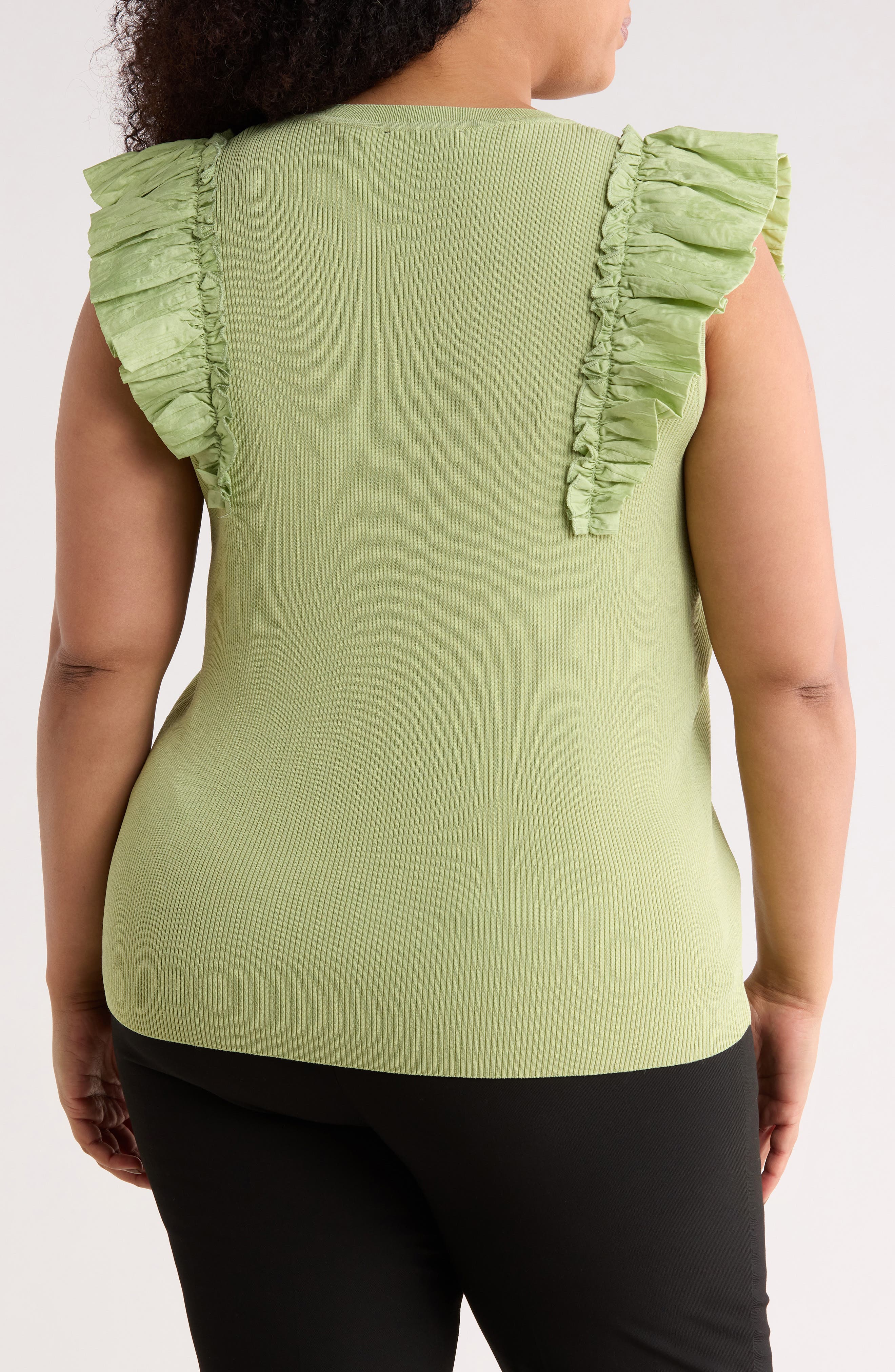 Ruffle Sleeve Rib Sweater Tank - image 4