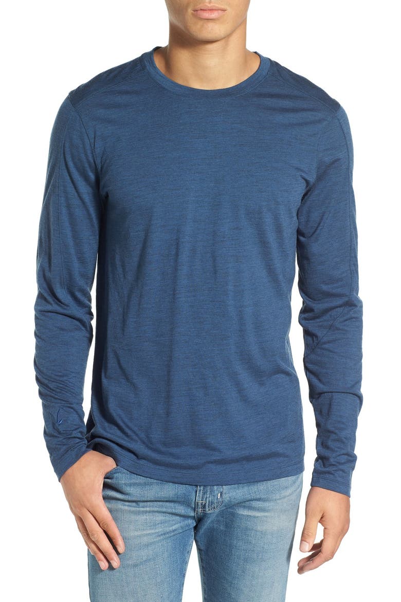 'OD' Merino Wool Long Sleeve Crewneck T-Shirt, Main, color, BALTIC HEATHER