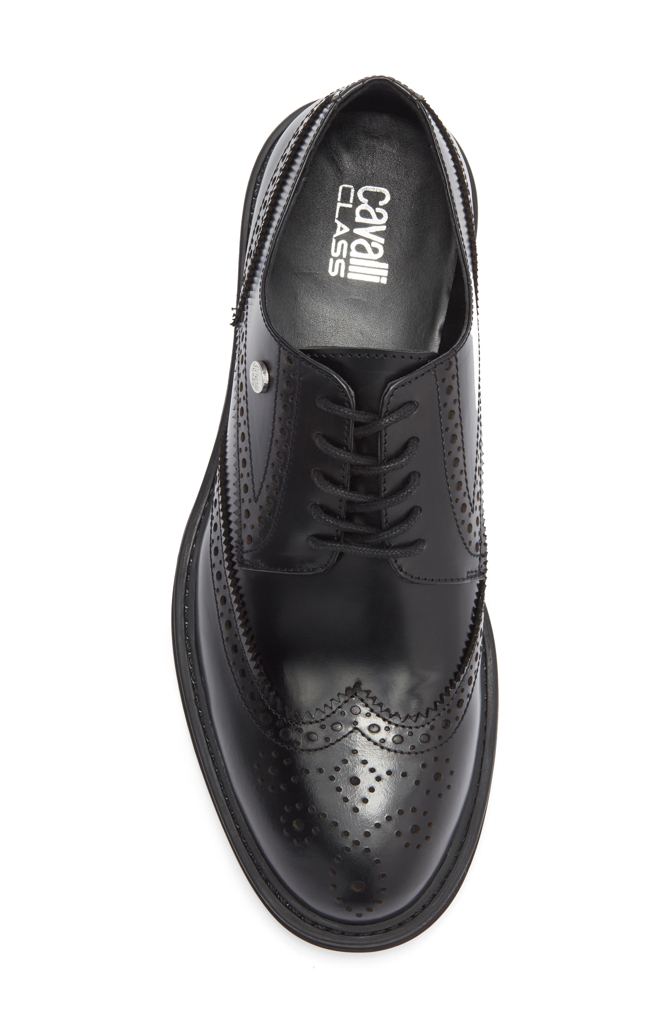 Roberto Cavalli Crip Wingtip Derby, Alternate, color, Black