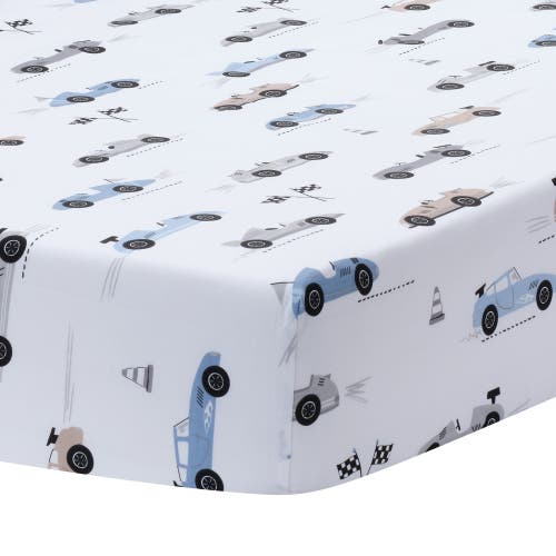 Lambs & Ivy Little Racer 3-piece Cars/transportation Baby Crib Bedding Set In Blue